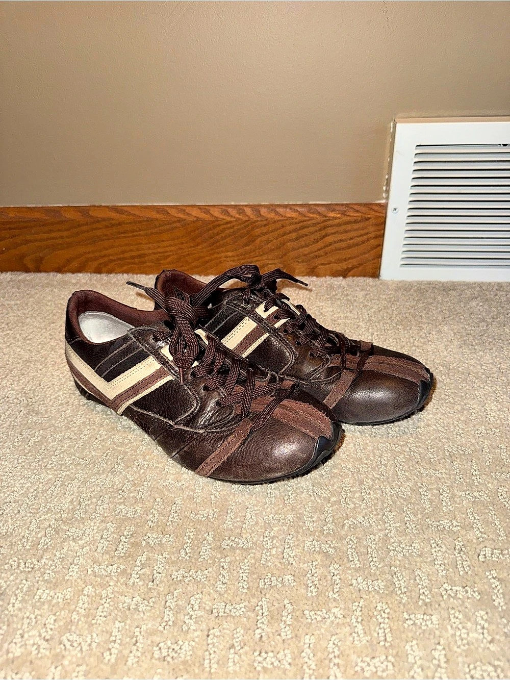 PONY Joe Brown Co Color Block Sneakers Brown & Cream US 6.5